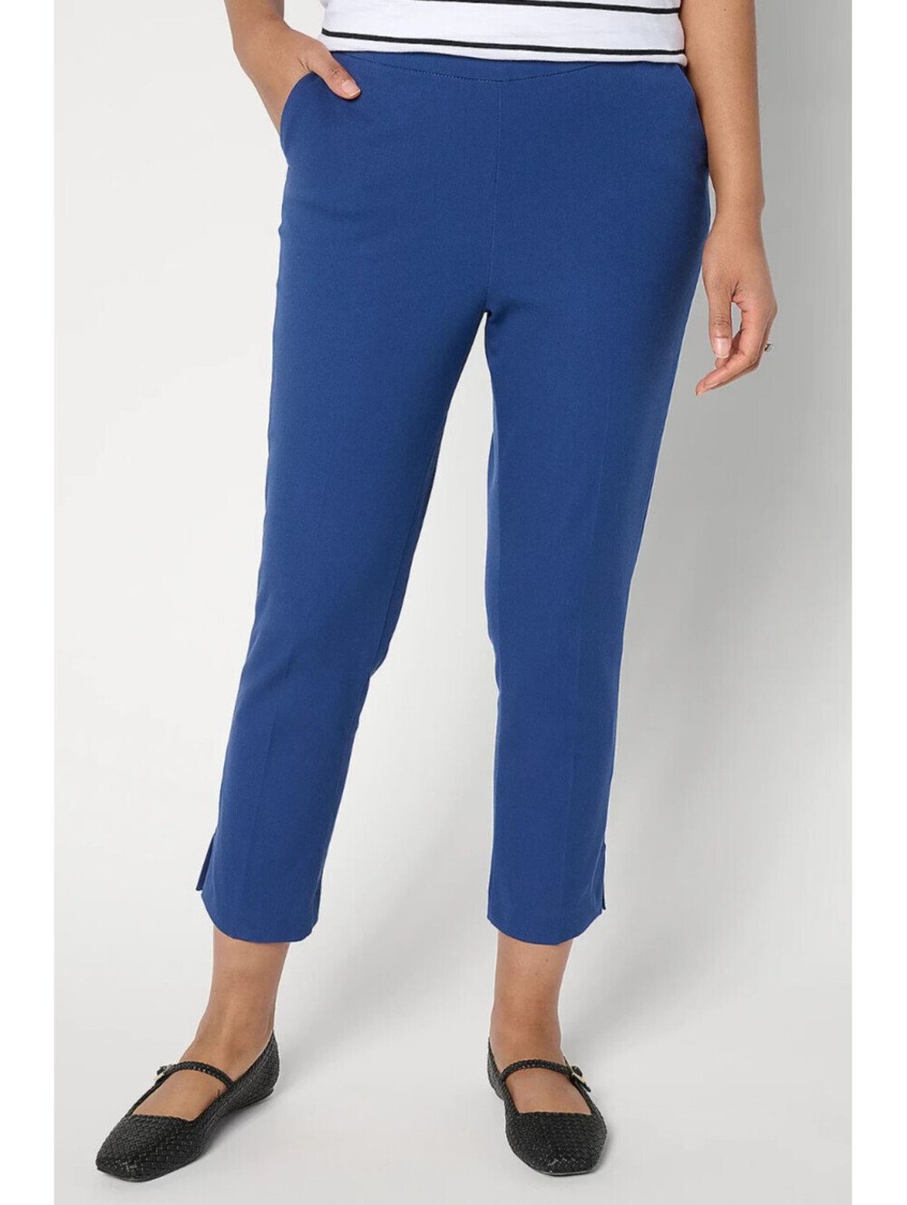 Isaac Mizrahi Live! Women's Petite Pants 6P Icon Straight Crop Blue #2"